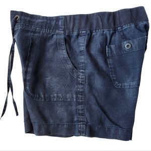 ATHLETA  Navy Blue Elastic Waist Drawstring Pull-on Linen Shorts